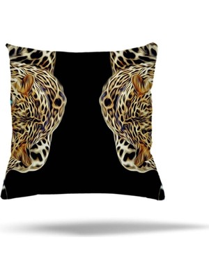 Uravas Store Pelangi Mermer Geometrik Desen Gizli Fermuarlı Yastık Kılıfı Kırlent Kılıfı Koltuk Yastık Kılıfı, Leopar 45 x 45
