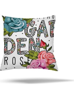 Uravas Store Pelangi Gül Çiçek Desenli Gizli Fermuarlı Yastık Kılıfı Kırlent Kılıfı Koltuk Yastık Kılıfı, Beyaz-Pembe 45 x 45