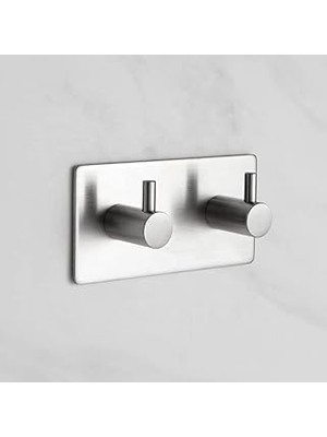 Uravas Store Deltahome Paslanmaz Çelik 2 Topuzlu Bornoz Askısı Havluluk Xl Askılık Inox - Kendinden Yapışkanlı