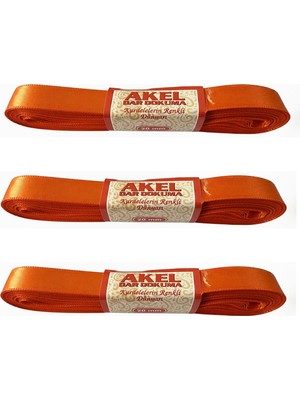 Akel Dar Dokuma Turuncu Saten Kurdele - 2 Cm. x 10 Metre - 3 Adet