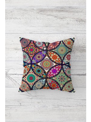 Uravas Store Pelangi Mandala Çift Tarafı Baskılı Gizli Fermuarlı Yastık Kılıfı Kırlent Koltuk Yastık Kılıfı, Karışık Renkli 45 x 45