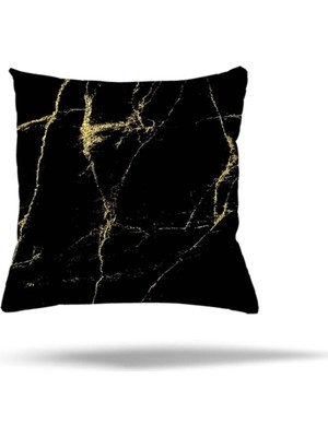 Uravas Store Pelangi Mermer Geometrik Yaprak Desen Gizli Fermuarlı Yastık Kılıfı Kırlent Kılıfı Koltuk Yastık Kılıfı, Siyah 45 x 45