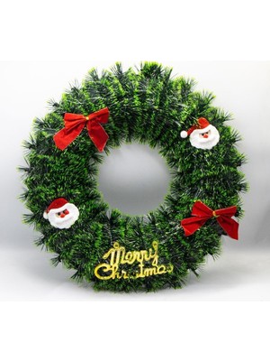 Uravas Store Noel Kapı Çelenkleri Yeşil Renkli Ağaç Asılı Ön Kapı Süsü Yılbaşı Kapı Süsü 40 cm