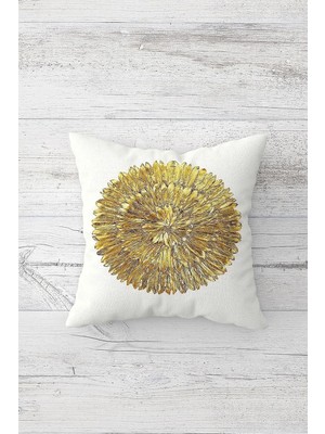 Uravas Store Pelangi Gold Güneş Desenli Yoga Çift Tarafı Baskılı Gizli Fermuar Yastık Kılıfı Kırlent Koltuk Yastık Kılıfı, Beyaz-Gold 45 x 45