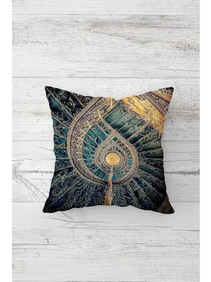 Uravas Store Pelangi Gold Geometrik Şekilli Çift Tarafı Baskıl Gizli Fermuarlı Yastık Kılıfı Kırlent Koltuk Yastık Kılıfı, Petrol Sarı 45 x 45