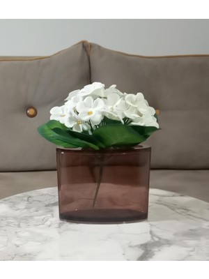 Uravas Store Vazo Dahil,vazo Dahil,vazoda Çiçek,beyaz Yapay Çiçek,vazo Dekoratif Oval Kahverengi 13X5X15CM