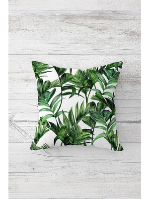 Uravas Store Pelangi Tropikal Yeşil Yaprak Çift Tarafı Baskılı Gizli Fermuarlı Yastık Kılıfı Kırlent Koltuk Yastık Kılıfı, Beyaz-Yeşil 45 x 45