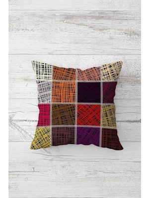 Uravas Store Pelangi Patchwork Desenli Çift Tarafı Baskılı Gizli Fermuarlı Yastık Kılıfı Kırlent Koltuk Yastık Kılıfı, Beyaz-Mor-Turuncu 45 x 45, 24691185945451