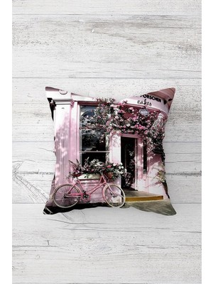 Uravas Store Pelangi Pembe Bisiklet Çift Tarafı Baskılı Gizli Fermuarlı Yastık Kılıfı Kırlent Koltuk Yastık Kılıfı, Çok Renkli 45 x 45