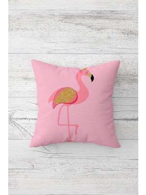 Uravas Store Pelangi Pembe Flamingo Çift Tarafı Baskılı Gizli Fermuarlı Yastık Kılıfı Kırlent Koltuk Yastık Kılıfı, Pembe 45 x 45