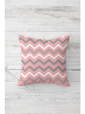 Uravas Store Pelangi Geometrik Zigag Desen Çift Tarafı Baskılı Gizli Fermuarlı Yastık Kılıfı Kırlent Koltuk Yastık Kılıfı, Pembe 45 x 45