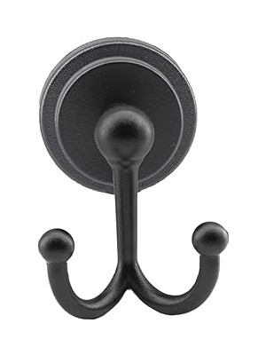 Uravas Store BADEM10 Yapışkanlı Siyah Renk Metal Sağlam Aparat Bornoz Havlu Asma Askı Banyo Lavabo Çatal 2'li Askılık