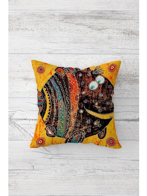 Uravas Store Pelangi Etnik Balık Desen Çift Tarafı Baskılı Gizli Fermuarlı Yastık Kılıfı Kırlent Koltuk Yastık Kılıfı, Karışık Renkli 45 x 45