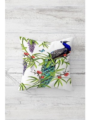 Uravas Store Pelangi Doğada Tavuskuşu Çift Tarafı Baskılı Gizli Fermuarlı Yastık Kılıfı Kırlent Koltuk Yastık Kılıfı, Karışık Renkli 45 x 45
