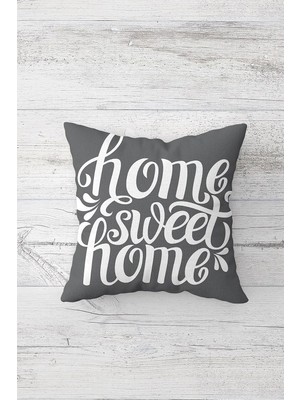 Uravas Store Pelangi Gri Home Sweet Home Çift Tarafı Baskılı Gizli Fermuarlı Yastık Kılıfı Kırlent Koltuk Yastık Kılıfı, Gri-Beyaz 45 x 45