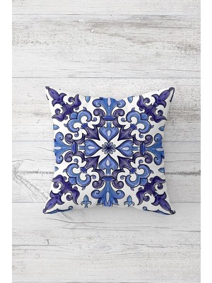 Uravas Store Pelangi Mavi Ottoman Motifli Çift Tarafı Baskılı Gizli Fermuarlı Yastık Kılıfı Kırlent Koltuk Yastık Kılıfı, Beyaz-Mor-Mavi 45 x 45, 24691289745451