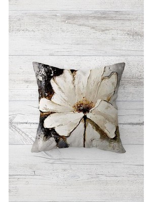 Uravas Store Pelangi Soft Suluboya Çiçek Çift Tarafı Baskılı Gizli Fermuarlı Yastık Kılıfı Kırlent Koltuk Yastık Kılıfı, Beyaz-Gümüş-Siyah 45 x 45