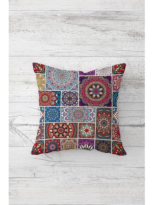 Uravas Store Pelangi Etnik Mandala Desen Çift Tarafı Baskılı Gizli Fermuarlı Yastık Kılıfı Kırlent Koltuk Yastık Kılıfı, Karışık Renkli 45 x 45