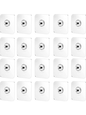 Uravas Store 20'li Paket Yapışkan Vidalar Yapışkan Kancalar Şeffaf Yapışkan Çiviler Duvara Montaj Delme Gerektirmez Resim Askısı Kendinden Yapışkanlı Vida Banyo Mutfak Duş Odası Için