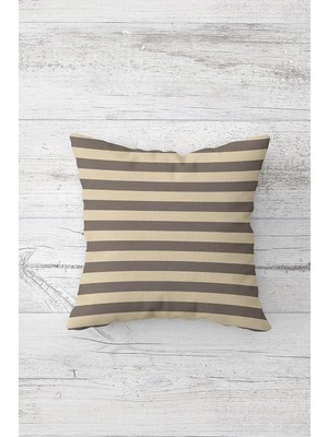 Uravas Store Pelangi Geometrik Çizgi Desenli Çift Tarafı Baskı Gizli Fermuarlı Yastık Kılıfı Kırlent Koltuk Yastık Kılıfı, Gri-Krem 45 x 45