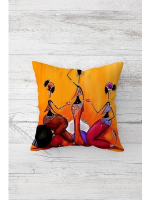 Uravas Store Pelangi Etnik Afrikalı Kadınlar Çift Tarafı Baskı Gizli Fermuarlı Yastık Kılıfı Kırlent Koltuk Yastık Kılıfı, Turuncu 45 x 45