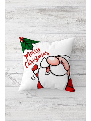 Uravas Store Pelangi Merry Christmas Çift Tarafı Baskılı Gizli Fermuarlı Yastık Kılıfı Kırlent Koltuk Yastık Kılıfı, Beyaz-Kırmızı-Yeşil 45 x 45