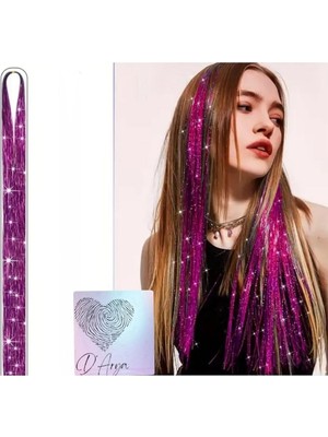 Uravas Store DD288 Işıltılı Simli Tinsel Saç Uzatma Pembe