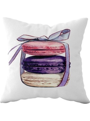 Uravas Store Pelangi Renkli Makaron Tatlı Desenli Çift Taraflı Gizli Fermuarlı Yastık Kılıfı Kırlent Koltuk Yastık Kılıfı, Beyaz-Pembe-Mor 43 x 43