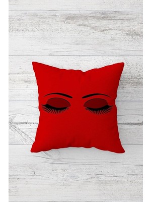 Uravas Store Pelangi Kırmızı Göz Kaş Desen Çift Tarafı Baskılı Gizli Fermuarlı Yastık Kılıfı Kırlent Koltuk Yastık Kılıfı, Kırmızı 45 x 45, 2469128945451