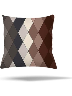 Uravas Store Pelangi Geometrik Tavus Kuş Desen Gizli Fermuarlı Yastık Kılıfı Kırlent Kılıfı Koltuk Yastık Kılıfı, Kahverengi 45 x 45