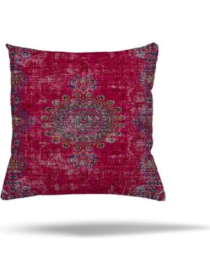 Uravas Store Pelangi Patchwork Çiçek Desen Etnik Gizli Fermuarlı Yastık Kılıfı Kırlent Kılıfı Koltuk Yastık Kılıfı, Fuşya 45 x 45
