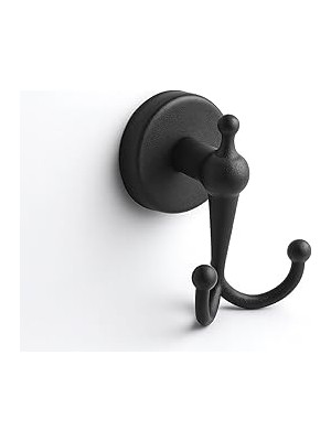 Uravas Store Dolce Mat Siyah Ikili Askılık Vidalı Paslanmaz Metal Duvar Askısı Banyo ve Mutfak Için