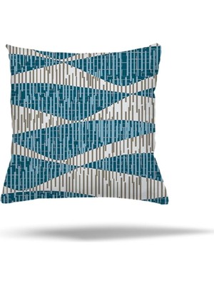 Uravas Store Pelangi Çiçek Ağaç Kilim Etnik Desen Gizli Fermuarlı Yastık Kılıfı Kırlent Kılıfı Yastık Kılıfı, Turkuaz-Bej 45 x 45