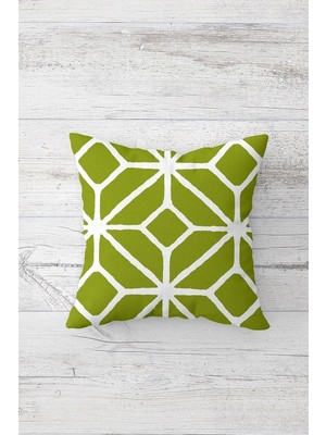 Uravas Store Pelangi Yeşil Geometrik Desen Çift Tarafı Baskılı Gizli Fermuarlı Yastık Kılıfı Kırlent Koltuk Yastık Kılıfı, Fıstık Yeşili 45 x 45