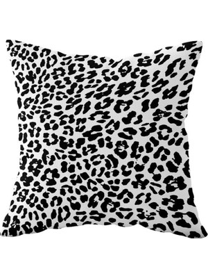 Uravas Store Pelangi Leopar Desenli Çift Taraflı Gizli Fermuarlı Yastık Kılıfı Kırlent Koltuk Yastık Kılıfı, Siyah 43 x 43