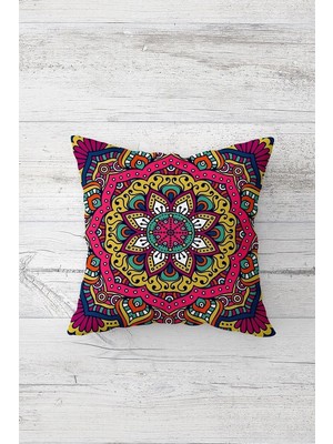 Uravas Store Pelangi Mandala Desenli Çift Tarafı Baskılı Gizli Fermuarlı Yastık Kılıfı Kırlent Koltuk Yastık Kılıfı, Pembe-Mor 45 x 45, 24691223145451