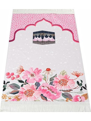 Uravas Store Çocuk Seccadesi Kabe Pembe 82×45 cm 110 gr - Tesbih Hediyeli