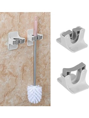 Uravas Store 2 Adet Yapışkanlı Mop ve Süpürge Tutucu – Duvara Monte Fırça, Paspas ve Saplı Temizlik Askısı – Delmeden Duvar Organizer