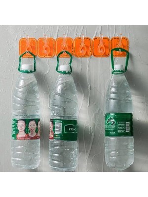 Uravas Store Tineke 6 Kancalı Kendinden Yapışkanlı Askı Tek Parça Renkli Pratik Duvar, Banyo, Mutfak Askısı