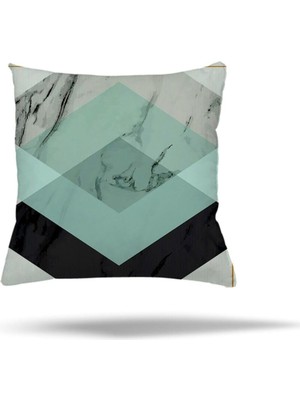 Uravas Store Pelangi Geometrik Desen Yapraklı Gizli Fermuarlı Yastık Kılıfı Kırlent Kılıfı Koltuk Yastık Kılıfı, Su Yeşili 45 x 45