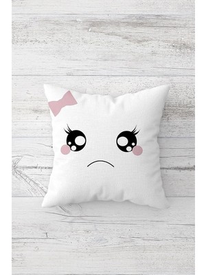 Uravas Store Pelangi Üzgün Emoji Çift Tarafı Baskılı Gizli Fermuarlı Yastık Kılıfı Kırlent Koltuk Yastık Kılıfı, Beyaz-Siyah 45 x 45, 2469176045451