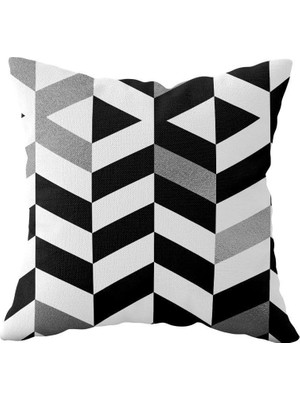 Uravas Store Pelangi Gri Beyaz Geometrik Bloklu Çift Taraflı Gizli Fermuarlı Yastık Kılıfı Kırlent Koltuk Yastık Kılıfı, Siyah-Beyaz-Gri 43 x 43