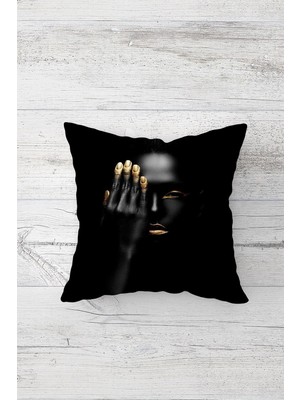 Uravas Store Pelangi Etnik Afrikalı Kadın Çift Tarafı Baskılı Gizli Fermuarlı Yastık Kılıfı Kırlent Koltuk Yastık Kılıfı, Siyah-Gümüş 45 x 45