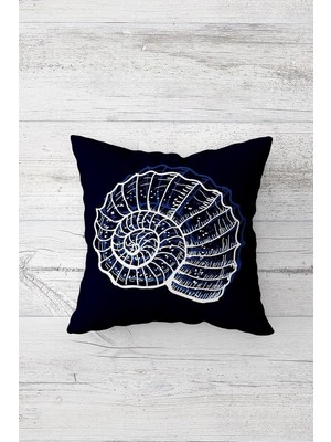 Uravas Store Pelangi Mavi Deniz Kabuğu Çift Tarafı Baskılı Gizli Fermuarlı Yastık Kılıfı Kırlent Koltuk Yastık Kılıfı, Siyah-Lacivert-Beyaz 45 x 45