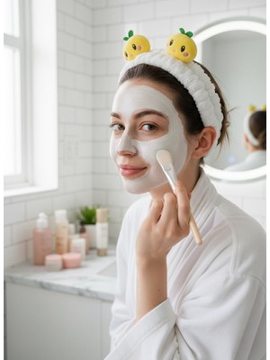 Uravas Store Sevimli Peluş Makyaj Spa Saç Bandı Bandana (Sarı)