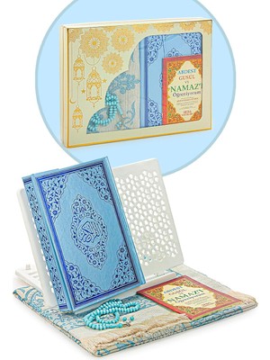 Uravas Store Ihvan Online Oğlum Için Rahleli Kuran ve Seccade Seti - Mavi