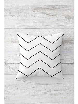 Uravas Store Pelangi Siyah Beyaz Zigzag Çift Tarafı Baskılı Gizli Fermuarlı Yastık Kılıfı Kırlent Koltuk Yastık Kılıfı, Gri-Beyaz 45 x 45, 24691328745451