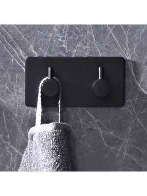 Uravas Store 1 Adet 2'li Paslanmaz Çelik Havlu Askısı - Banyo & Mutfak Düzenleyici Askılık - Mat Siyah