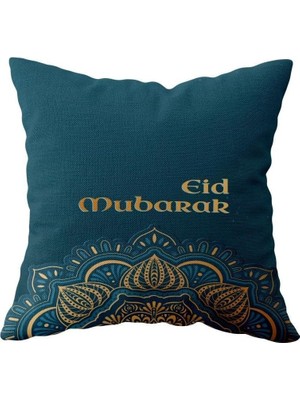 Uravas Store Pelangi Eid Mubarak Ramazan Temalı Çift Taraflı Gizli Fermuarlı Yastık Kılıfı Kırlent Koltuk Yastık Kılıfı, Mint-Gold 43 x 43