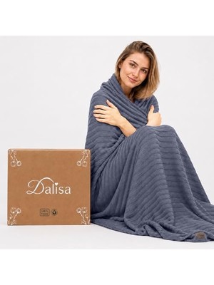 DALISA%100 Organik Pamuk Örgü Koltuk Battaniyesi, Gri-Mavi, 60X80 Inç, Gots Sertifikalı, Tığ Örgü, Yetişkinler Için, Çevre Dostu Lüks, Lynx Esinli Desen